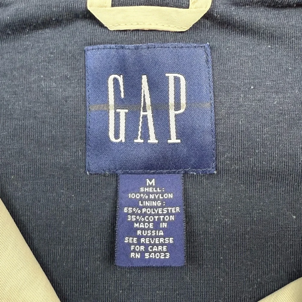 Vtg Gap Mens Anorak Pullover Jacket Sz Medium Oversized 90s Y2K Hooded Beige A5